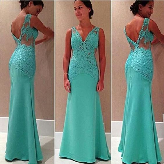 

Long Evening Gown Turquoise Green Lace Deep V Neck Backless Prom Dresses 2018 Sheath Long Chiffon Special Occasions Dress For Ladies, Purple