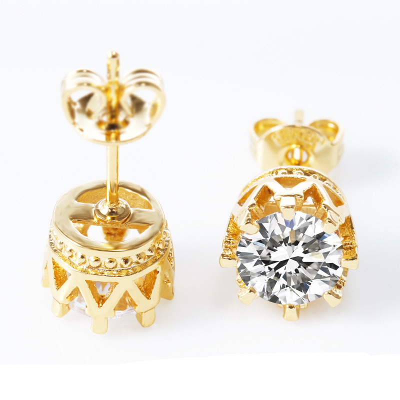 

Fashion Womens Silver Plated Crystal Ear Stud Earrings (Color: Silver)