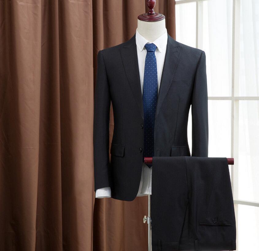 

Autumn Custom Homme New Designs Gentleman Casual Suits Business Suit Male Dinner Jacket With Pants high quality, Blue