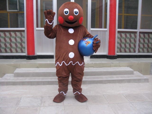 

Hot high quality Real Pictures Deluxe gingerbread Man mascot costume fancy carnival costume free shipping, Brown