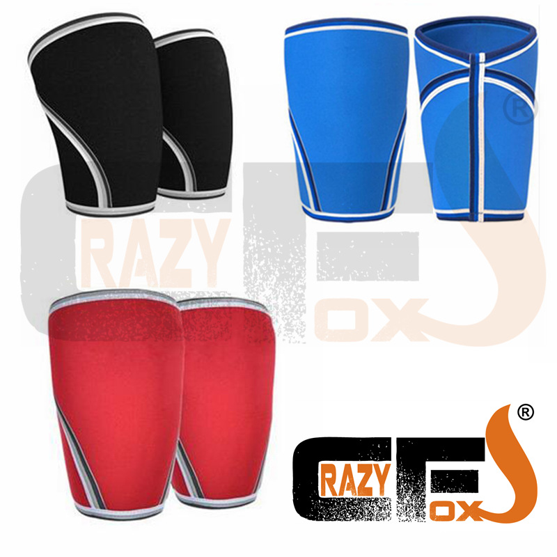 [Une paire / 2pieces] 7mm Compression personnalisée 7mm Néoprène genouille de genouillère / manchon de levage de poids croisé crossfit