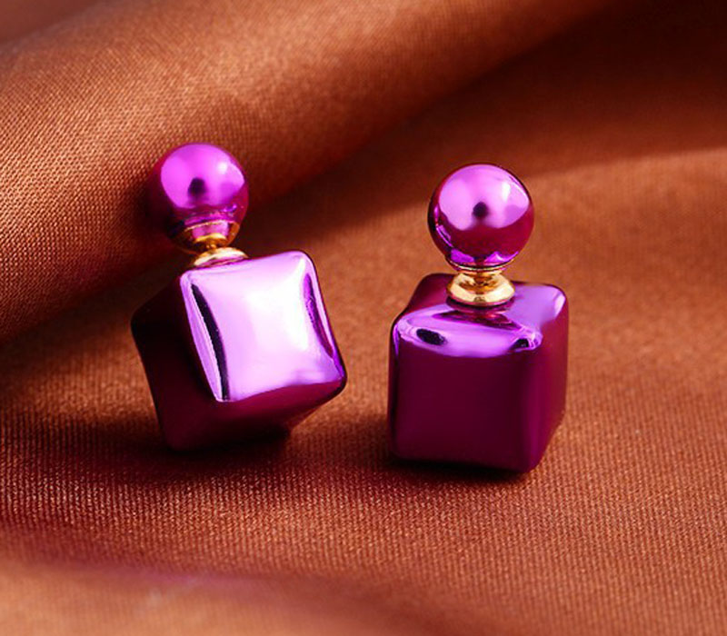 

Cute candy stripe cube stud earrings double side pearl big ball earings fashion jewelry bohemian statement gifts for Women free shipping