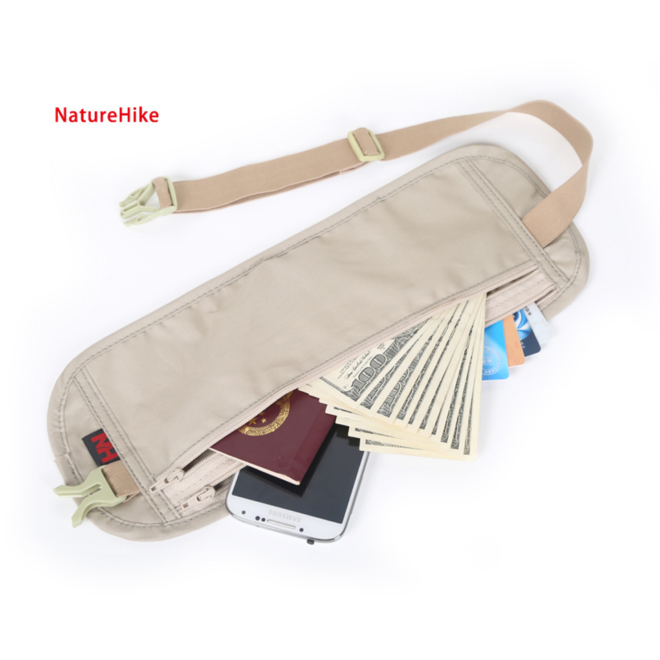 

Naturehike Nylon Outdoor Travel Accessories Climbing New Fashion Slim Personal Documents Hidden Pockets Close-Fitting Waist Bag 01, Black