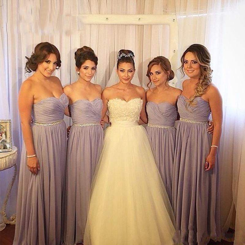 

Gray Bridesmaid Dresses 2016 Cheap Sweetheart Chiffon Summer Beach Crystal Belt Plus Size Party Long Wedding Guest Dress Maid of Honor Gowns