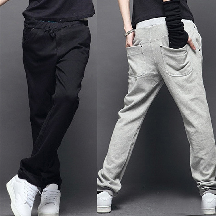 

Autumn Winter Mens Sport Jogger Pants Rivet Trousers Long Joggers Men Elastic Waist Straight Pants Sweater Pants, Black
