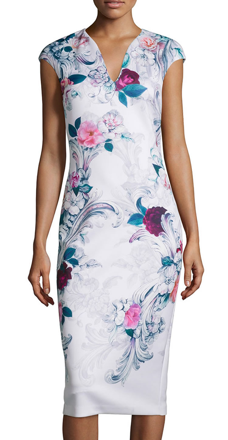 

Fashion Print Women Sheath Dress Cap-Sleeve Casual Dresses 040407, As pictures