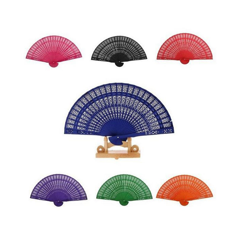 

8 Inches Colorful Chinese Sandalwood Fans Promotional Hand Folding Fan Wedding Party Favors And Gift ZA4453