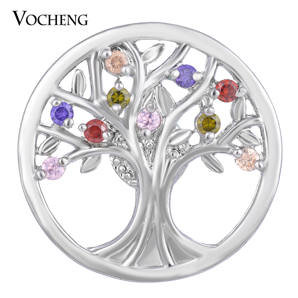 

NOOSA CZ Stone Ginger Snap Jewelry 4 Colors 18mm Copper Material Tree Button VOCHENG Vn-1409
