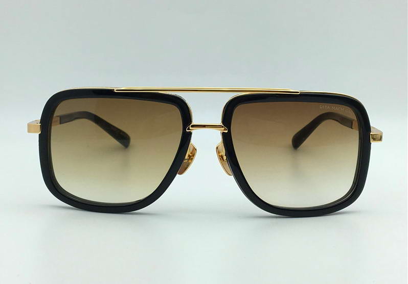 

Men Black and Gold Square Sunglasses 2030 Titanium Gold Brown Gradient Lenes Fashion Vintage Sunglasses Eyewear with Case