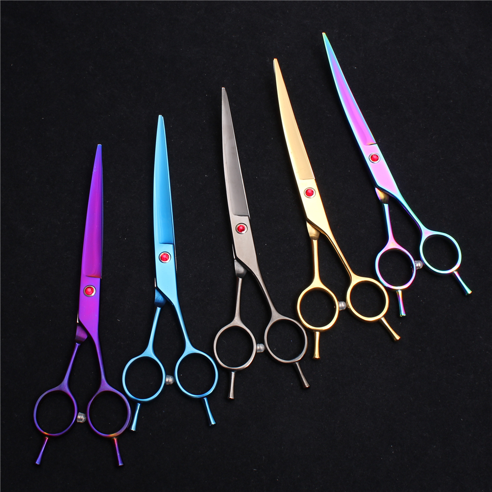

8" 21cm JP 440C Customize Logo Professional Dogs Pets Hair Shears Grooming Shears Up&Down Curved Cutting Shears Flur Clipping Scissors C4003