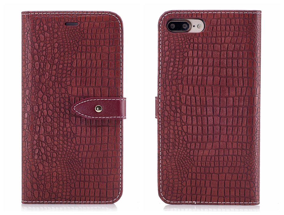 

New Flip Cover For iPhone 6 6s 7 8 X Plus Case Leather Luxury Alligator Leather Crocodile Skin For iPhone6 iPhone7 Plus Case