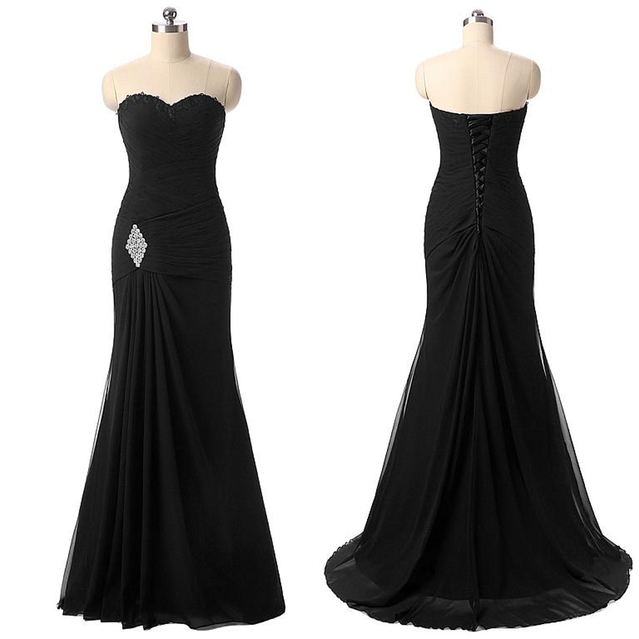 

Graceful Chiffon Sweetheart Neckline Mermaid Formal Dresses With Beadings Crisscross Ruched Black Evening Dress Prom Dress, Pink
