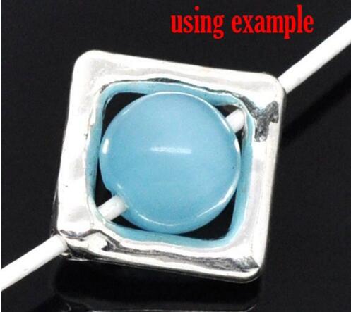 Free Shipping 50pcs Silver Tone Square Bead Frames 12x12mm (Fit 8mm beads) Jewelry Findings making DIY-image-182009632