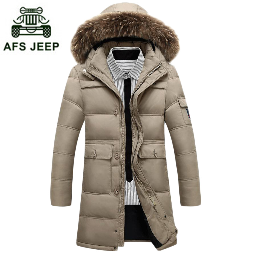 Wholesale- Free shipping 2017 New down parka winter jacket men's high quality hooded down coat thick long coat for Male fur collar 180hfx1