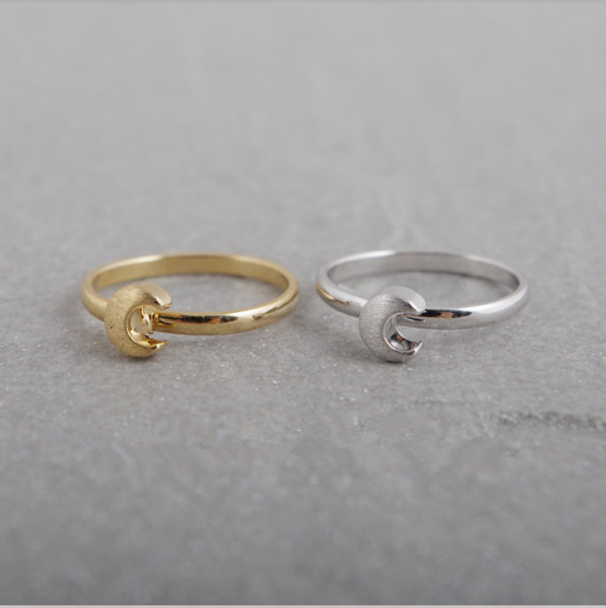 

2016 Hot Sale Smart Cute Moon Rings Simple Flat Crescent Moon Knuckle Ring,Knuckle Half Moon Rings For Women' Gift R133