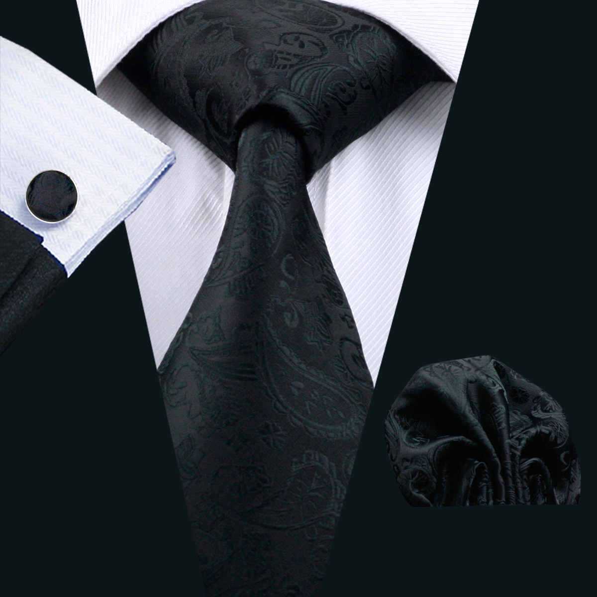 

Fast Shipping Necktie Classic Black Designer Paisley silk For Wedding Brand Mens Accessories Fashion Business Suit Ties For Men N-0823, Black;blue