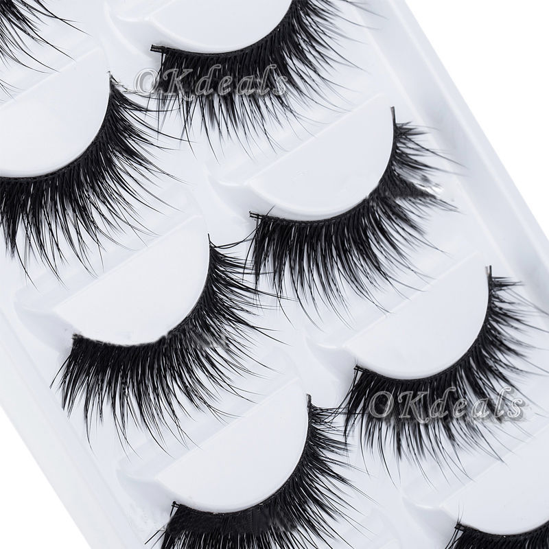 Wholesale-5 Pairs Lot Black Natural Thick False Eyelash Soft Long Handmade Makeup Fake Eye Lashes Extension-image-389714474