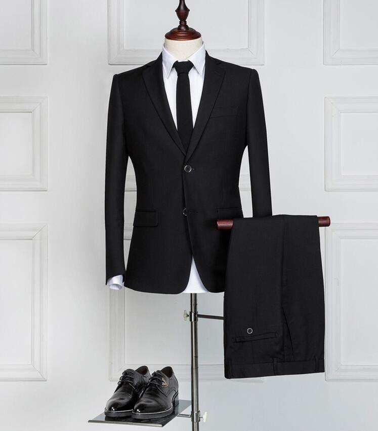 

Custom Made two Button Groom Tuxedos Wedding Suit for men Groomsman Suit Boys Suit Jacket+Pants Bridegroom Suit, Black