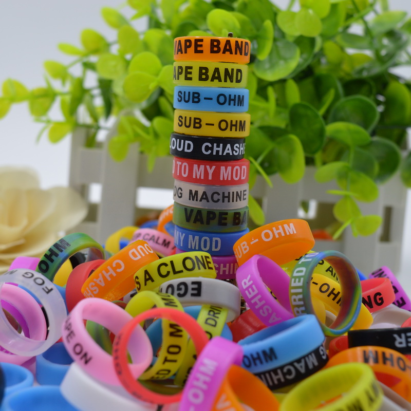 

Silkprint Letter Silicone Rings Bag Cover Vape Band Different colors patterns For Ecig Welcome OEM Custom Logo 23*7*1.5mm