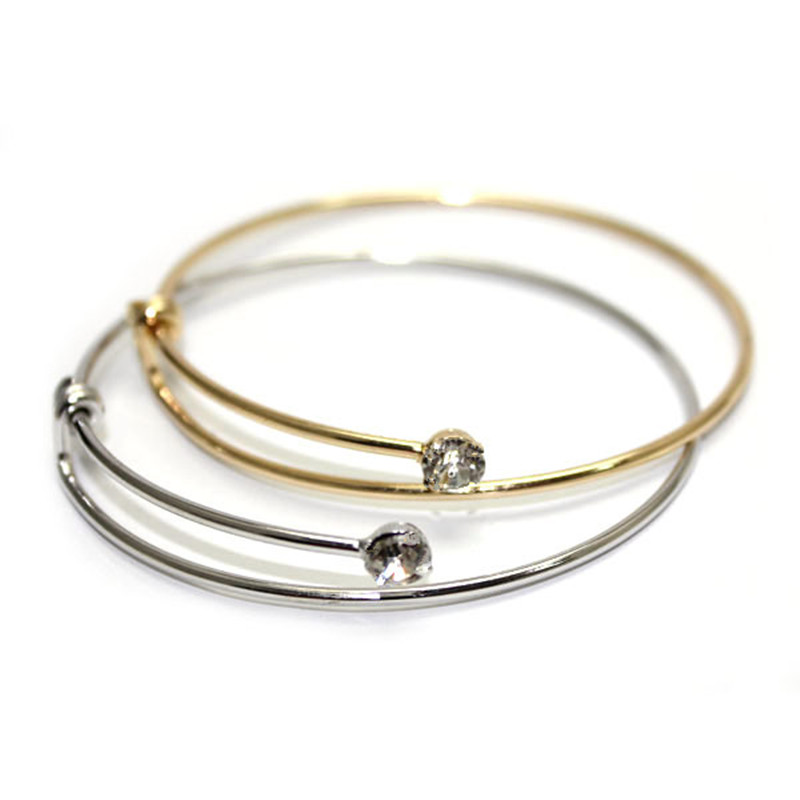 

Wholesale plated dold silver adjustable bracelet inlay Crystal rhinestone charm bracelet bangle fashion jewelry accessories pulseras gift, Black