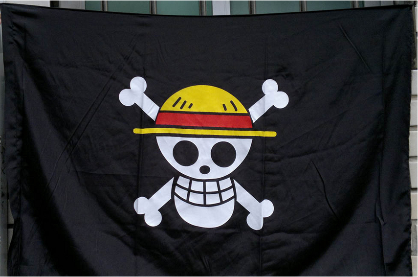 

Free Shiping One Piece Straw Hat Skeleton Skull Flag Pirate Luffy Cosplay Accessory, Silver