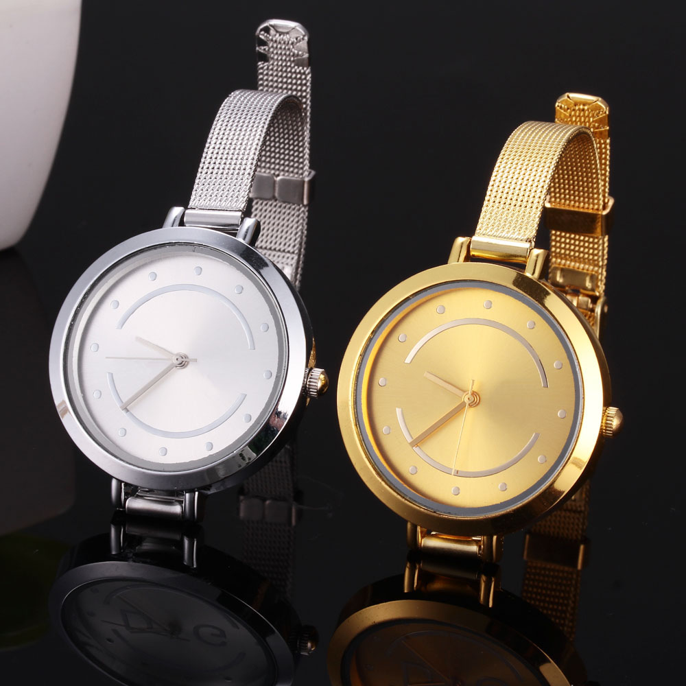

Fashion Brand women's Girl's style dial thin Steel metal band quartz wrist watch DG01, Silver