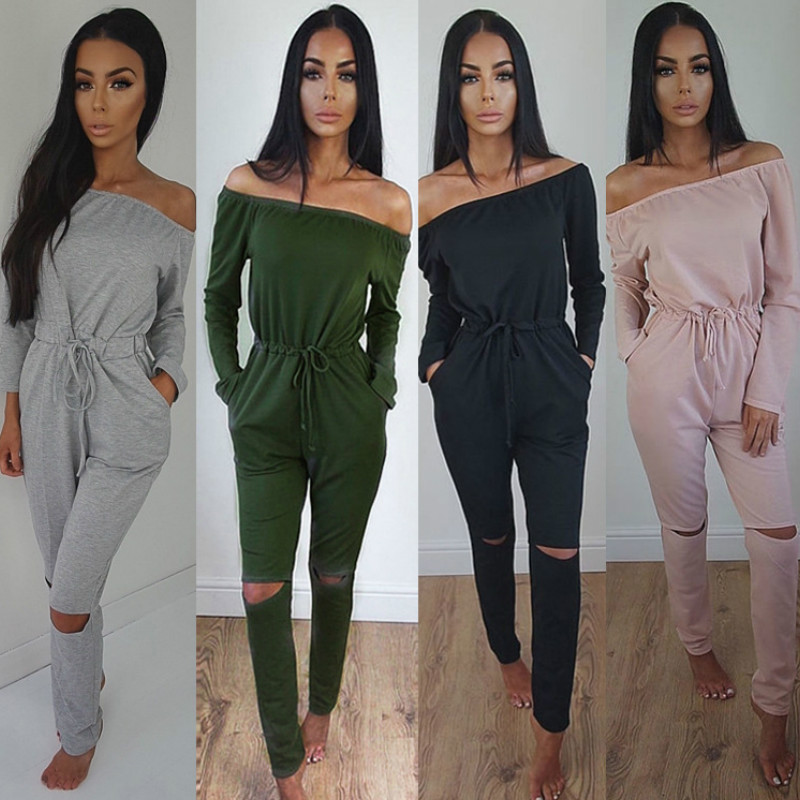 New Sexy Off Shoulder Long Sleeve Jumpsuit Autumn Elegant Bodycon Bodysuit Bandage Jumpsuits Romper Women Casual Slash neck Clothes Overalls-image-404669275