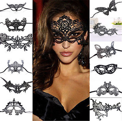 

Wholesale- 1PCS Black Women Sexy Lace Eye Mask Party Masks For Masquerade Halloween Venetian Costumes Carnival Mask For Anonymous Mardi