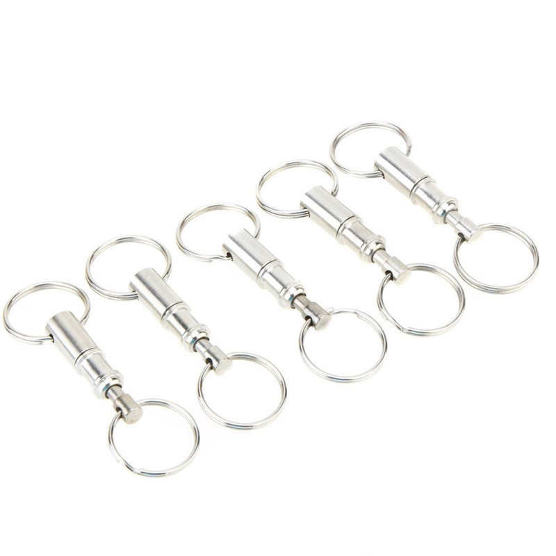 

10Pcs Premium Quick Release Pull-Apart Key Removable Handy Keyring Detachable Keychain Accessory with Two Split Rings TO243, Silver