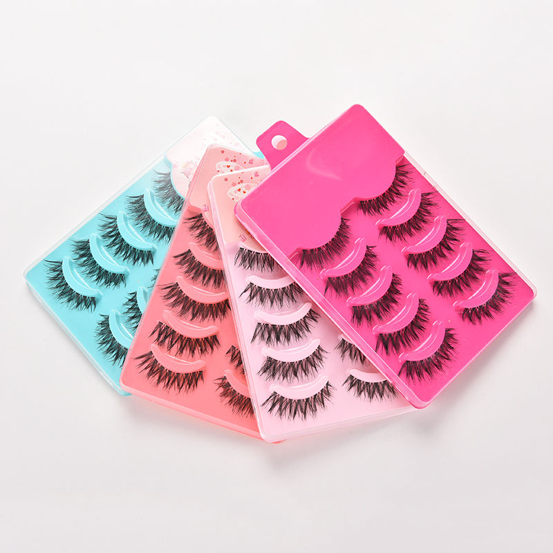 Wholesale 5pairs False Strip Lashes Beauty Essentials False Eyelashes Set Hand Made Crisscross Eye Lash Extension Tools-image-378224953