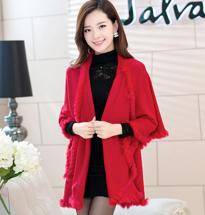 

Solid rabbit fur fringed neck wraps shawl Hijabs scarf ponhos stole SOFT #3448