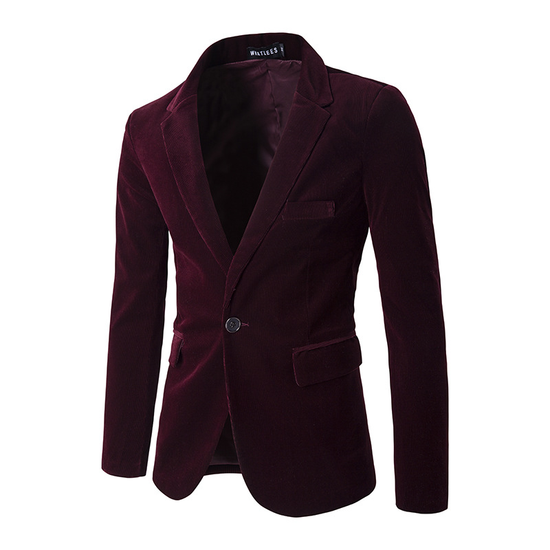 Velours côtelé unicolore populaire populaire mode 2017 automne hiver nouveaux vêtements de marque une veste de costume dans la fente