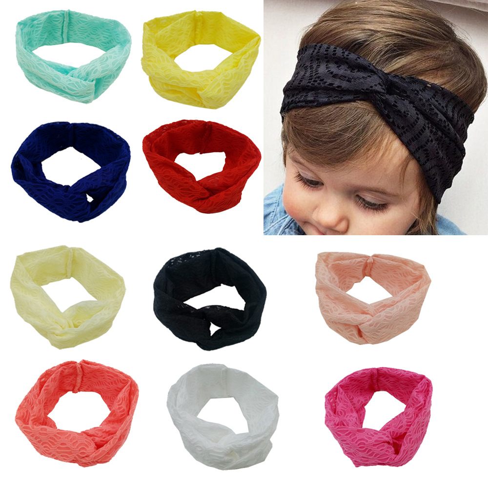 

Baby Lace Headbands Girls Cross Knot Head Wrap Lovely baby Elastic Headband Headwraps Hair Accessories, As pic