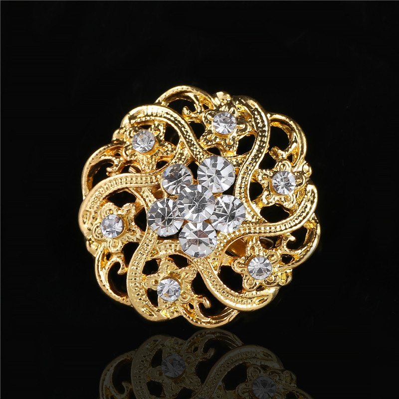 

Wholesale China factory Jewelry Shining Silver Clear Rhinestone Crystal Small Flower Rhinestone Brooch Bouquet for wedding women pins