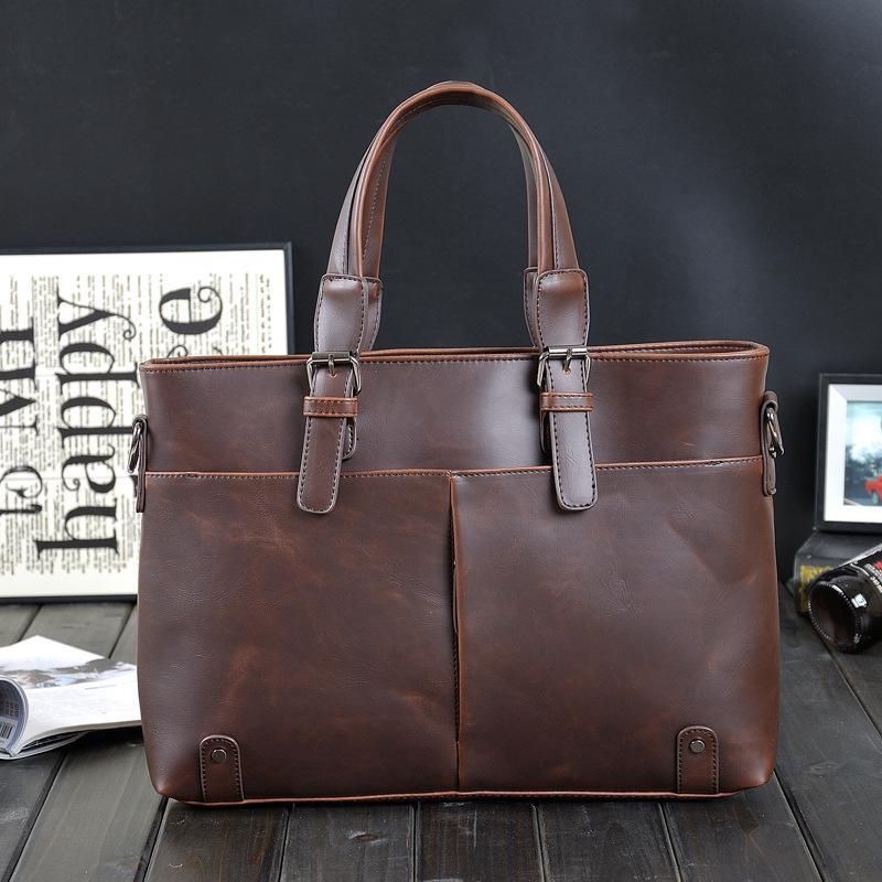 

Factory sales brand Korean male bag retro crazy horse leather briefcase classic men's pure leisure business men Shoulder Messenger Bag