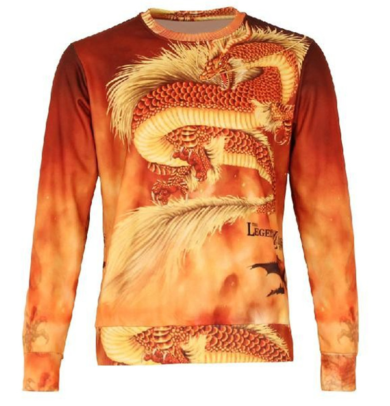 Wholesale-New 2016 Men's 3D Hoodies Animal dragon Pattern Printed Warm Sweatshirts Brand Design Fleece Coat O Neck Clothing Tops Plus Size