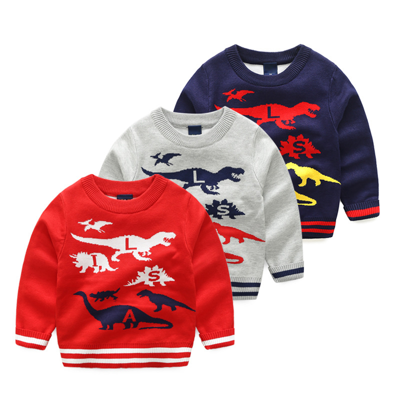 INS Children Santa Claus deer cartoon Sweaters boys 2layer thick cotton Pullover Knitted Cardigan 20colors choose free ship 3-8years-image-403661359