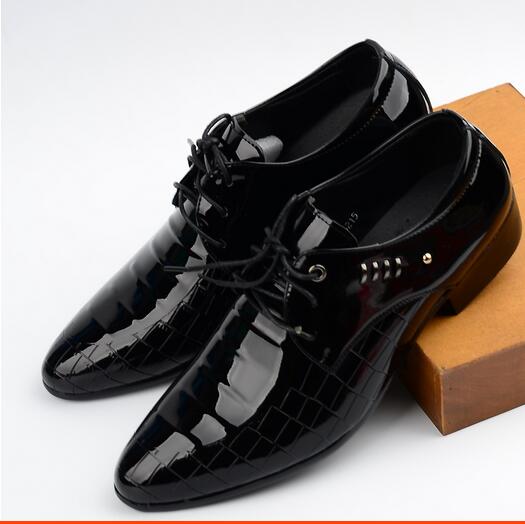 

2018 lace up oxfords PU Leather Shoes Male Pointed Toe WaterProof Summer Dress Breathable Wedding Business Shoes size: EU38-44, Black