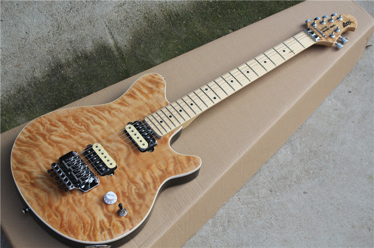 

Edward Van Halen Wolf Axis Trans Brown Qulit Maple Top Electric Guitar Tremolo Bridge Back Cover Maple Fingerbaord