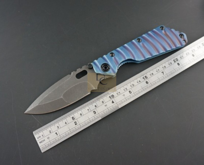 

Wild boar Strider SMF Tank SNG spearpoint blade folding knife D2 titanium blade G10 Flame Titanium alloy handle Tactical hunting knife EDC