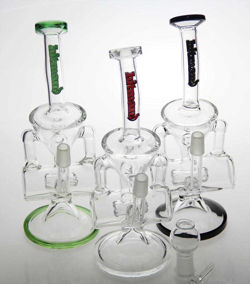 

New glass bong double recycler water pipe glass pipe 8.5" size with 14.4mm joint