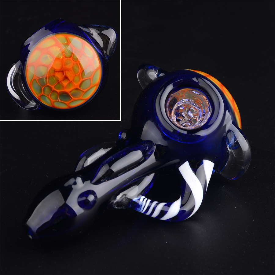 

3.5in GLASS PIPE Honeycomb head bowl Spoon tobacco pipes for Smoking Mini Hand Pipes Hammer Pipes Wholesale T22
