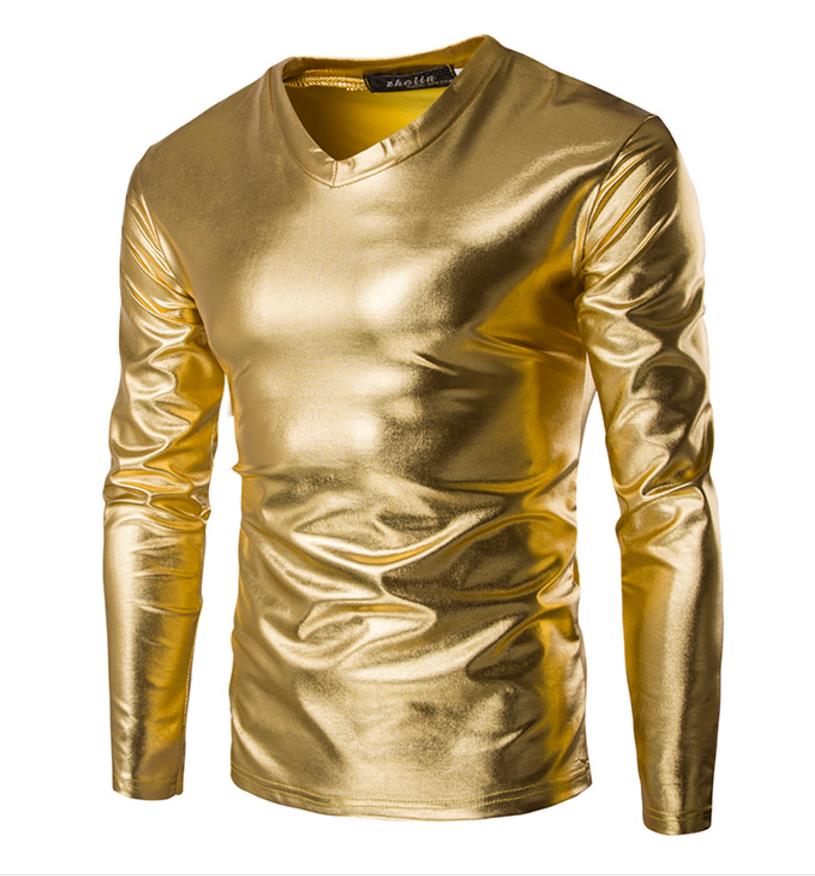 Flare Couleur T-shirt Hommes À Manches Longues Flare Couleur V Cou Solide Couleur Brève Style Costume 2017 Mode Party Club T-shirts Livraison Gra