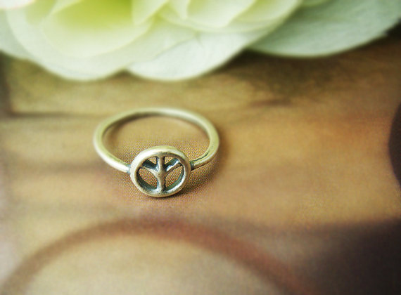 

High Class Real Gold Plated Peace Symbol Open Ended Ring Party Fashion Stacking Rings For Women