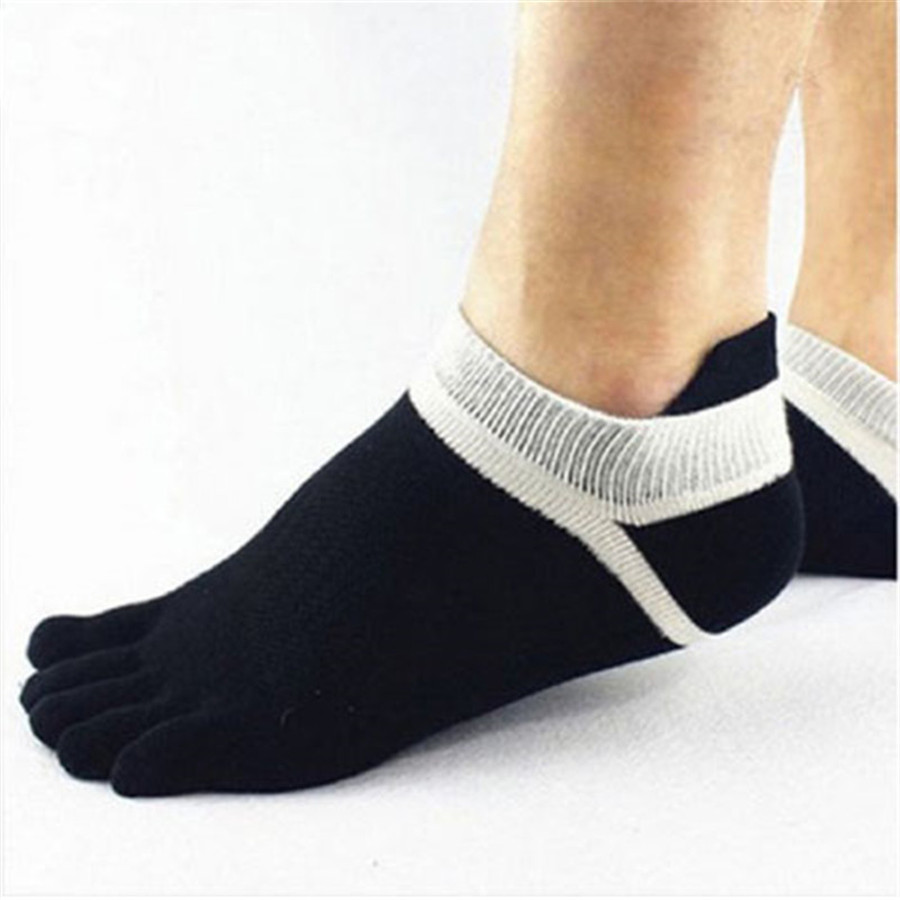 

Wholesale-Fashion short mesh breathable cotton socks Men Absorb sweat Sports Socks Five Fingers soocks 1 Pair uomini calze, Black