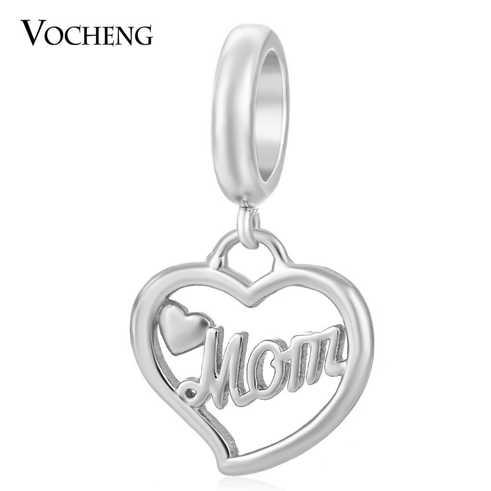 

VOCHENG Endless Charms Love Mom Charms Mother's Day Gift Fit Sheepskin Bracelet Gold Platinum Plated Copper Metal VC-303