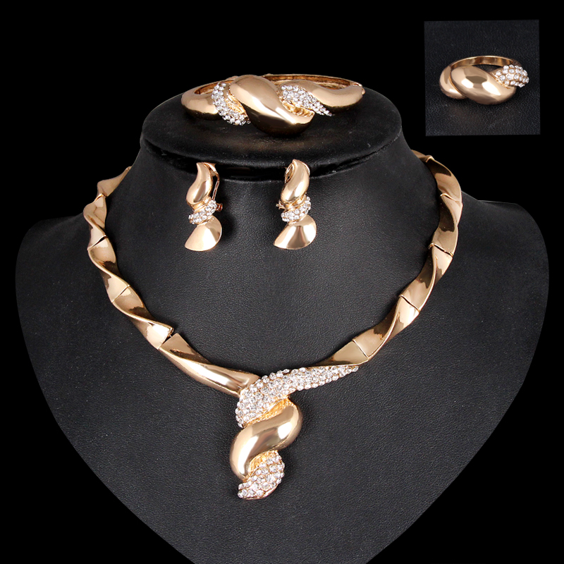 

luxury High Quality Jewelry Set crystal rhinestone Necklace Earrings Sets For wedding bridal party Jewelry CA161, Black