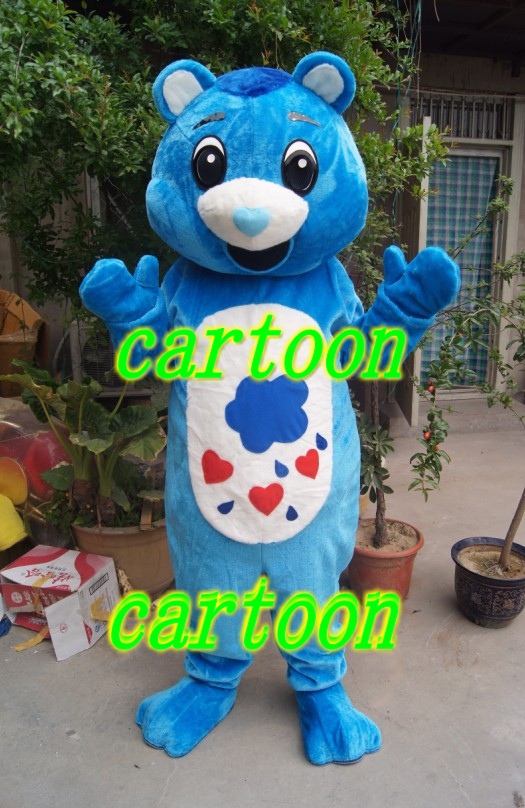 

high quality Real Pictures Deluxe Birthday bear mascot costume Adult Size factory direct free shipping, Blue