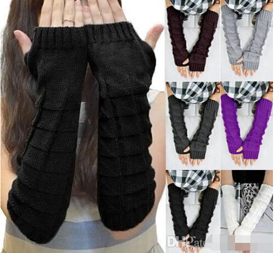 

Top High Quality Women Lady Knitted Braided Long Winter Fingerless Gloves Wrist Warm Warmer Mittens Free Shipping