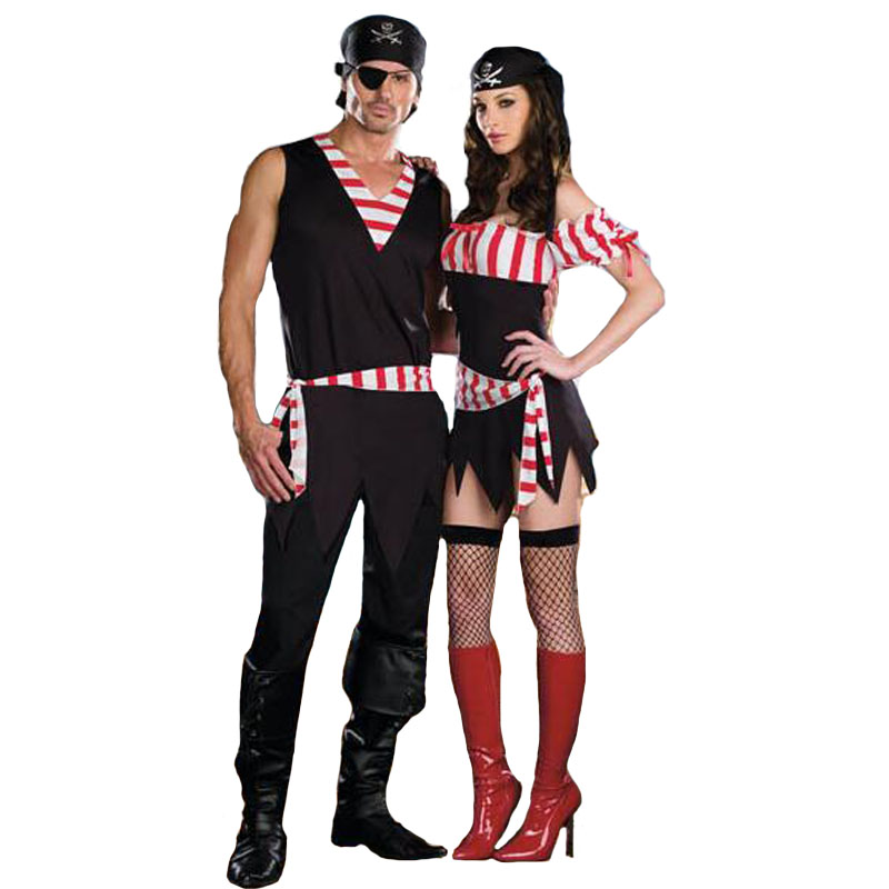 

Adults Men Women Pirate Costume Lovers Cosplay Pirates Costumes Christmas Halloween Masquerade Party Dress Decor New Year, Woman